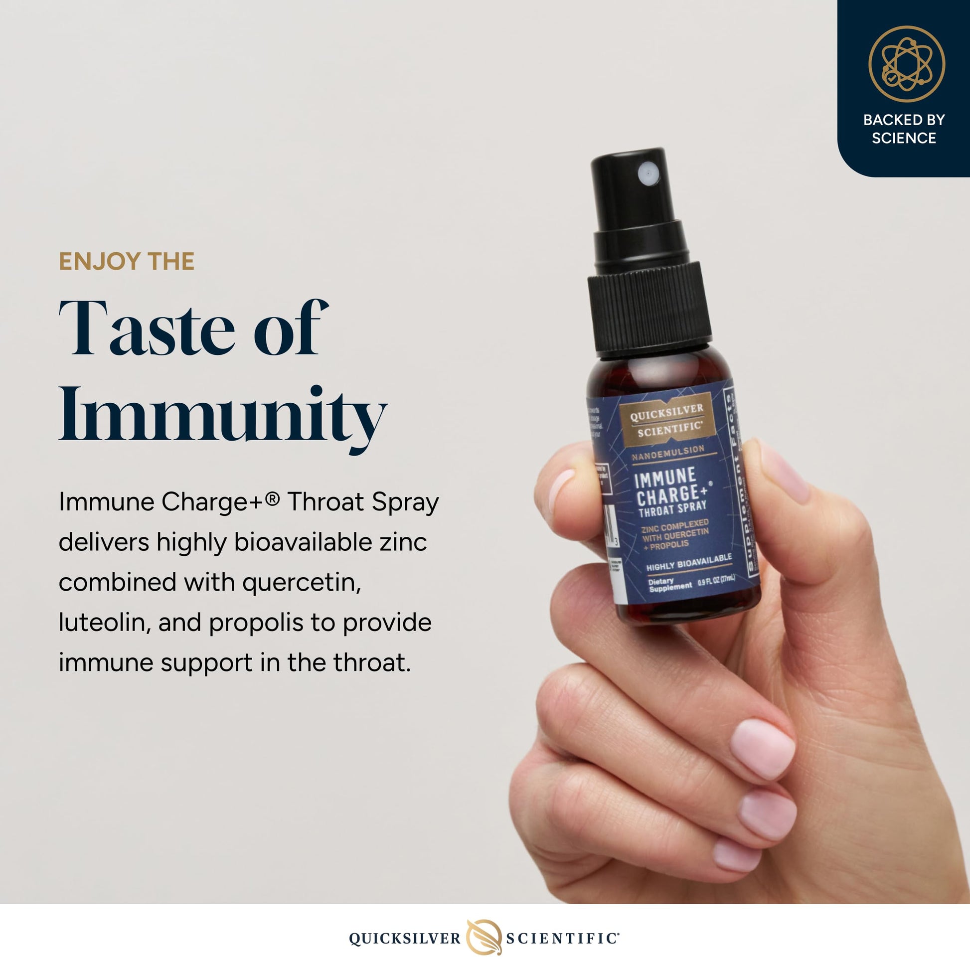 Quicksilver Scientific Immune Charge+ Zinc Throat Spray - Immune Support Liquid Supplement with Quercetin - 'Throat Coat' with Liposomal Absorption Technology (0.9 fl oz / 27ml) Quicksilver ScientificBuy Supplements Australia