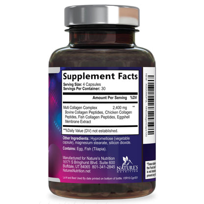 Multi Collagen Pills 2400 mg - Advanced Types I, II, III, V, X - Hydrolyzed Multi Collagen Peptides Pills, Collagen Supplements for Women & Men - Hair, Skin, & Nail Support Supplement - 120 Capsules Nature's NutritionBuy Supplements Australia