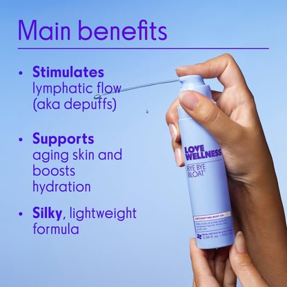 Love Wellness Bye Bye Bloat Detoxifying Body Oil | Lymphatic Drainage Oil to Hydrate, Depuff & Awaken Skin | Reduce Swelling Massage Oil for Women with Peppermint, Grapefruit & Rosemary Oil |100 mL Love WellnessBuy Supplements Australia