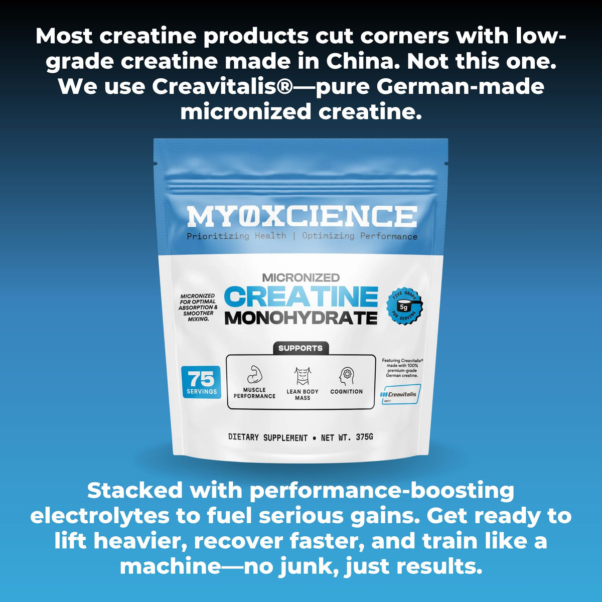 MYOXCIENCE Micronized Creavitalis Creatine | The World’s Purest Micronized Form of Creatine Monohydrate | Supports Muscle Performance