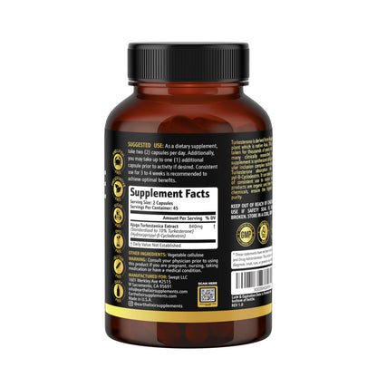 Turkesterone 840 mg – Natural Testosterone Support - 100% Pure Turkesterone Supplement for Men & Women - Ajuga Turkestanica Extract - Made in USA & 3rd Party Tested for Strength, Energy & Vitality Earth ElixirBuy Supplements Australia
