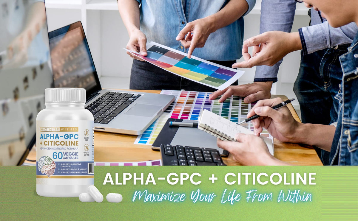 Maximize Within Alpha GPC + Citicoline 60 Ct, 1600mg Concentrated Formula- 99%+Highly Purified & Bioavailable Nootropic-Cognitive Enhancer, Supports Memory, Brain Function, Boosts Focus, Mood & Energy Maximize WithinBuy Supplements Australia