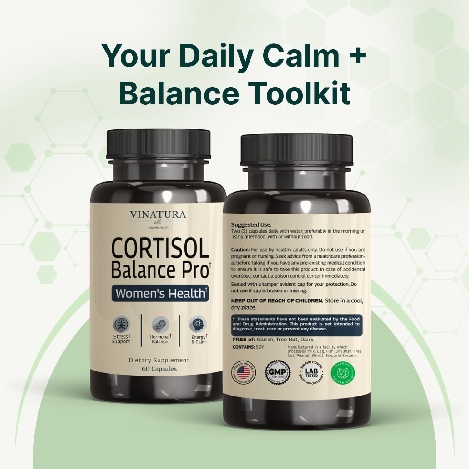 VINATURA Cortisol Supplements for Women - Cortisol Detox and Management - Adrenal Support, Stress Support, 60 Vegan Capsules VINATURABuy Supplements Australia