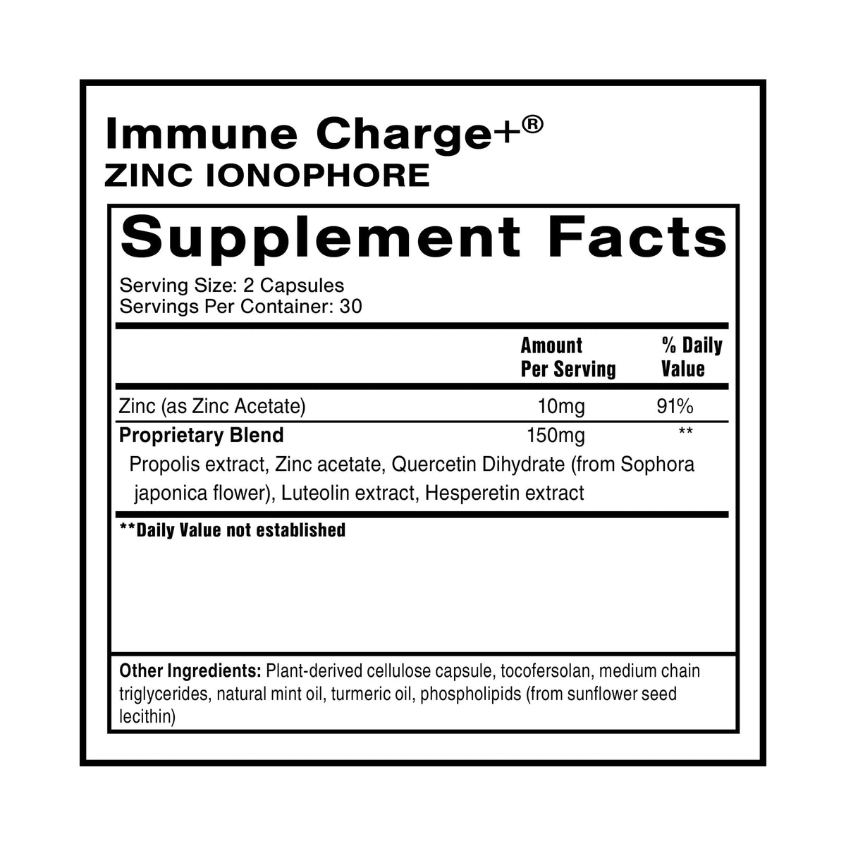 Quicksilver Scientific Immune Charge+ Zinc Ionophore - Zinc Supplement Complexed with Quercetin, Luteolin, Hesperetin Immune + GI Support (60 Capsules) Quicksilver ScientificBuy Supplements Australia