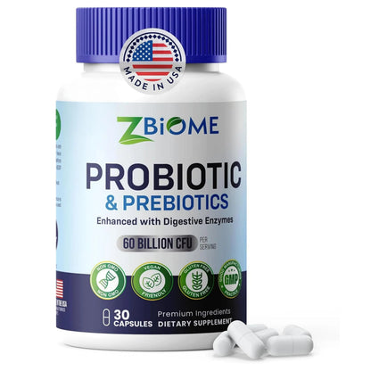 Prebiotics and Probiotics for Men & Women – 60 Billion CFU with 10 Strains – Pre and Probiotics with Acidophilus for Immune, Gut Health, Digestive Support, Constipation,Diarrhea, Gas & Bloating -30ct ZBIOMEBuy Supplements Australia