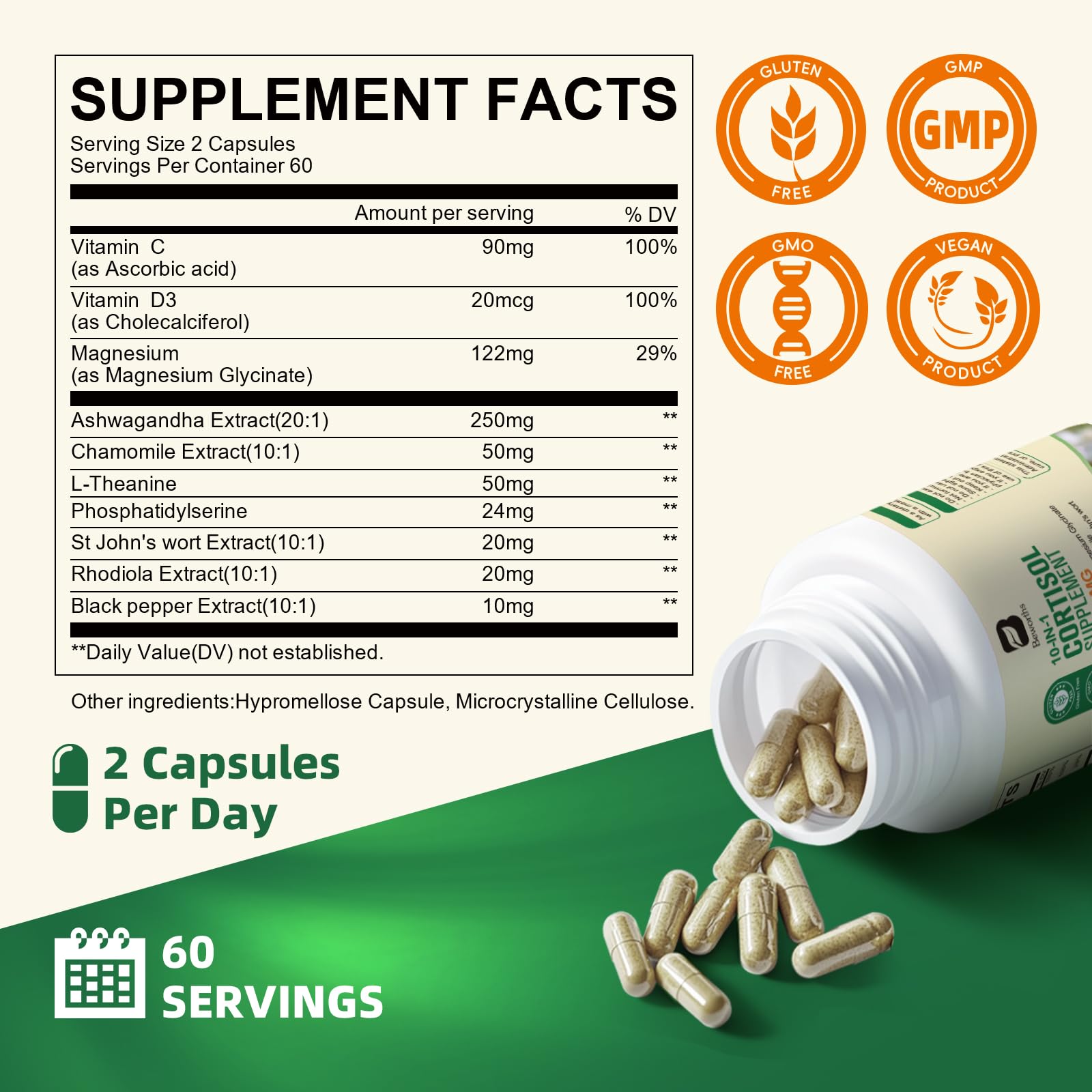 B BEWORTHS Cortisol Supplements for Women Men, 10-in-1 Cortisol Detox with Ashwagandha, Magnesium, L-Theanine, Balanced Cortisol Levels, Night & Calm Support, 120 Vegan Capsules B BEWORTHSBuy Supplements Australia