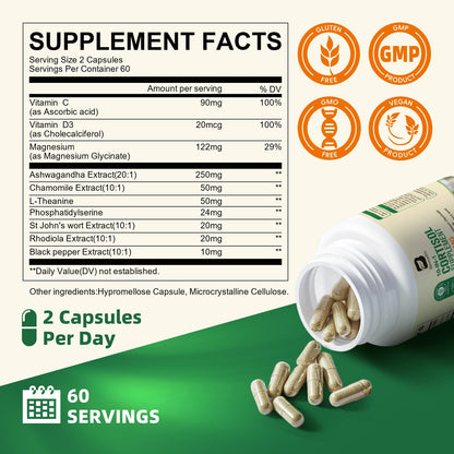 B BEWORTHS Cortisol Supplements for Women Men, 10-in-1 Cortisol Detox with Ashwagandha, Magnesium, L-Theanine, Balanced Cortisol Levels, Night & Calm Support, 120 Vegan Capsules B BEWORTHSBuy Supplements Australia