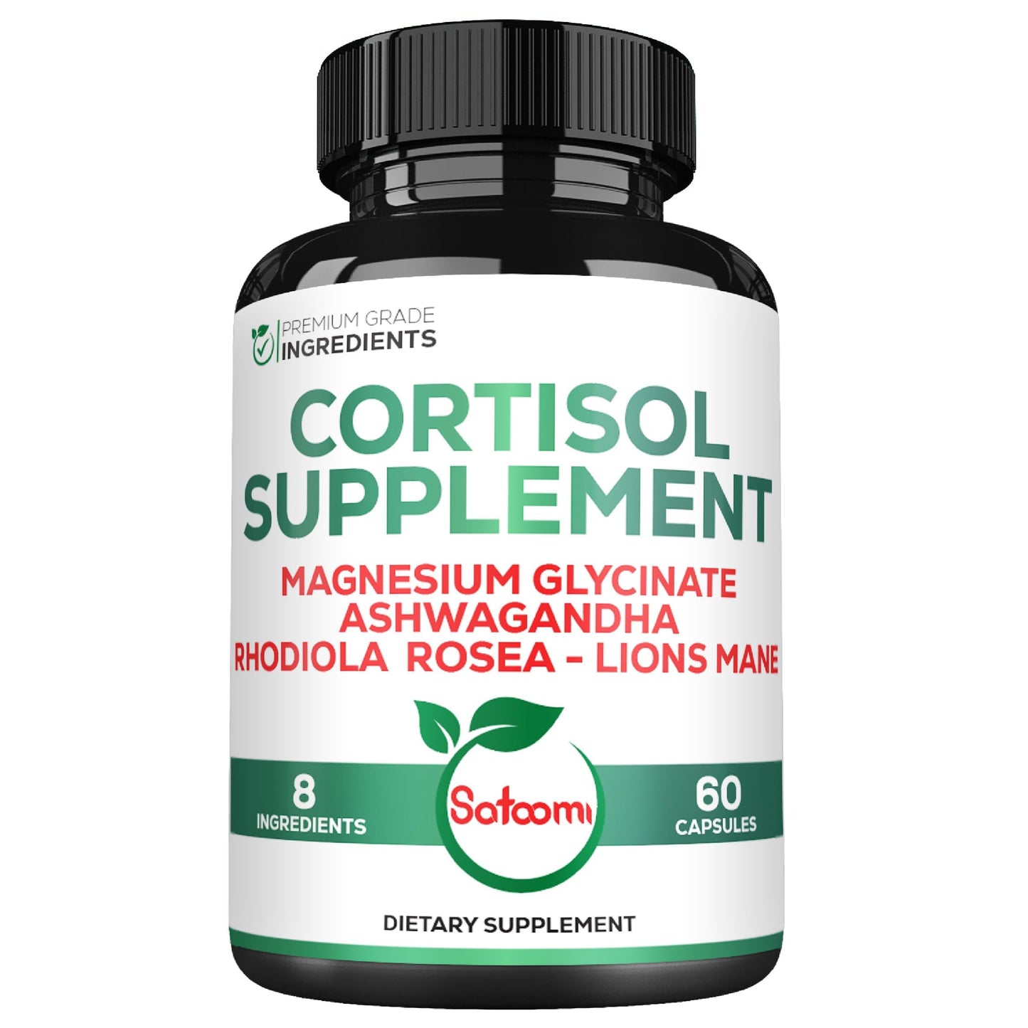 Satoomi 8in1 Cortisol Manager with Magnesium Glycinate, Ashwagandha, Rhodiola Rosea, Lions Mane & More - Cortisol Reducer Supplement Men & Women - 60 Capsules SatoomiBuy Supplements Australia