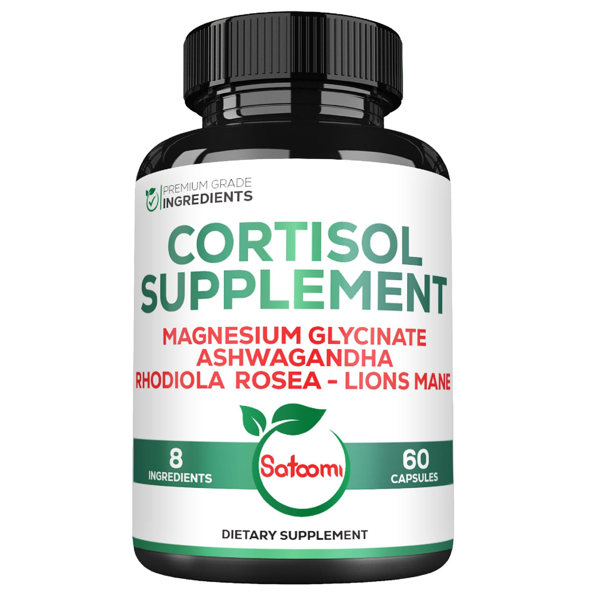 Satoomi 8in1 Cortisol Manager with Magnesium Glycinate, Ashwagandha, Rhodiola Rosea, Lions Mane & More - Cortisol Reducer Supplement Men & Women - 60 Capsules SatoomiBuy Supplements Australia