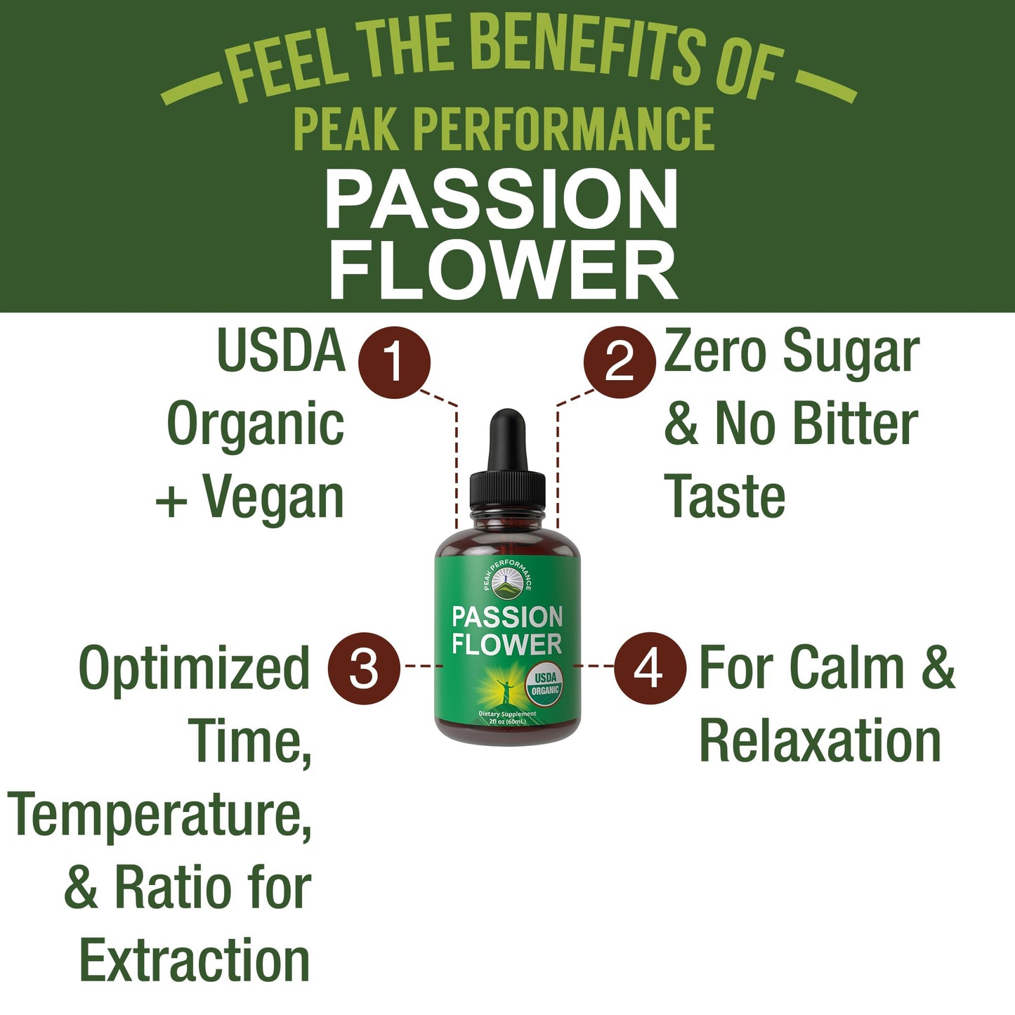 USDA Organic Passion Flower Extract Vegan Liquid Drops with High Bioavailability for Women and Men. Organic Passionflower Supplement with Zero Sugar and Gluten Free. for Calm, Relaxation Support. Peak PerformanceBuy Supplements Australia