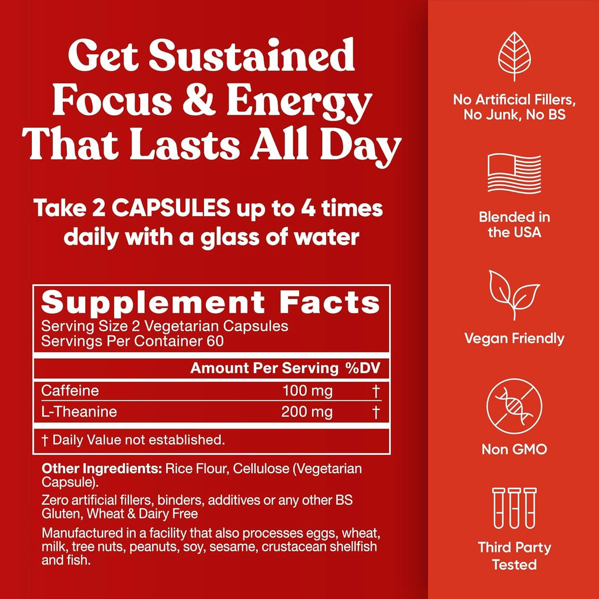 Eu Natural Elite Caffeine Pills with L-Theanine - 100mg Caffeine + 200mg L-Theanine - Jitter-Free Focused Energy & Clean Nootropic Stack - 240 Soft Capsules Eu NaturalBuy Supplements Australia
