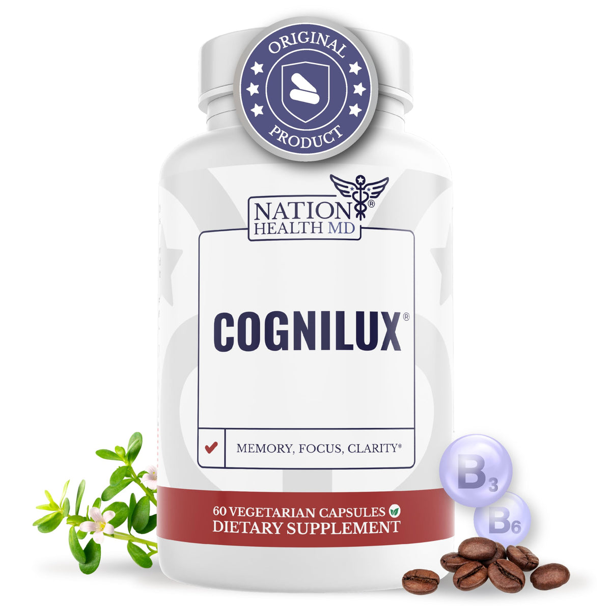 NATION HEALTH MD Cognilux - Brain Supplements for Memory and Focus - Nootropic Focus Supplement with Niacin, Vitamin B6, GABA and More - Memory Supplement for Brain, Brain Health NATION HEALTH MDBuy Supplements Australia