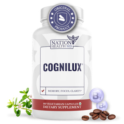 NATION HEALTH MD Cognilux - Brain Supplements for Memory and Focus - Nootropic Focus Supplement with Niacin, Vitamin B6, GABA and More - Memory Supplement for Brain, Brain Health NATION HEALTH MDBuy Supplements Australia