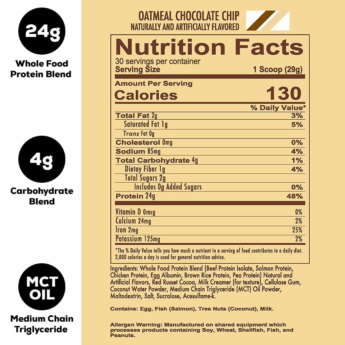 REDCON1 MRE Lite Whole Food Protein Powder, Oatmeal Chocolate Chip - Low Carb REDCON1Buy Supplements Australia