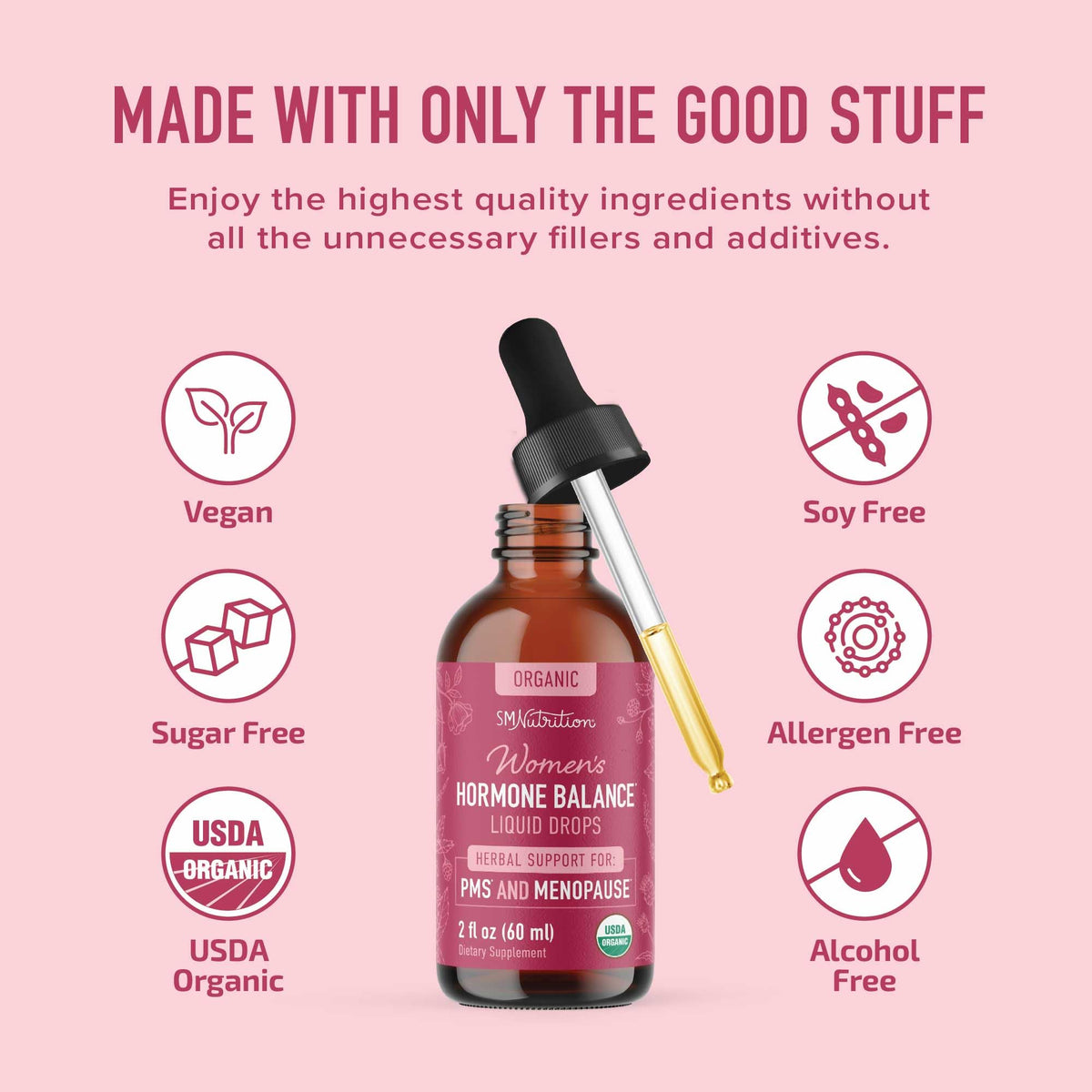 Hormone Balance Liquid Drops | with Black Cohosh, Stinging Nettle, Red Raspberry Leaf, Chasteberry & More | Menopause, Hot Flash, & PMS Relief Menstrual Herbal Support Tincture | Vegan Formula | 2oz SMNutritionBuy Supplements Australia