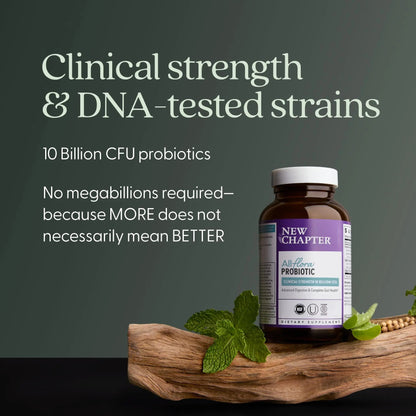 New Chapter All-Flora Probiotic for Advanced Digestion & Complete Gut Health with Prebiotics + Postbiotics, Clinical-Strength Strains, 100% Vegetarian, Non-GMO, Shelf Stable - 60 ct (2 Month Supply) New ChapterBuy Supplements Australia