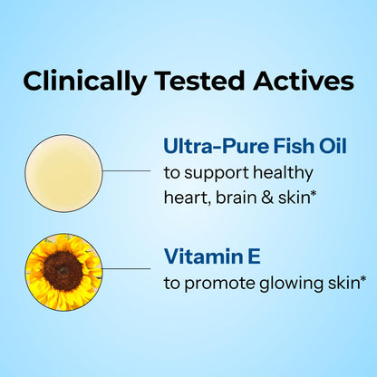 HUM OMG! Omega The Great Triple Omega 3 Fish Oil Supplement for Women & Men with Vitamin E, DHA & EPA, Skin Care & Skin Tone Support for Heart & Brain Health, Gluten Free, Non GMO, 60 Softgels HUMBuy Supplements Australia