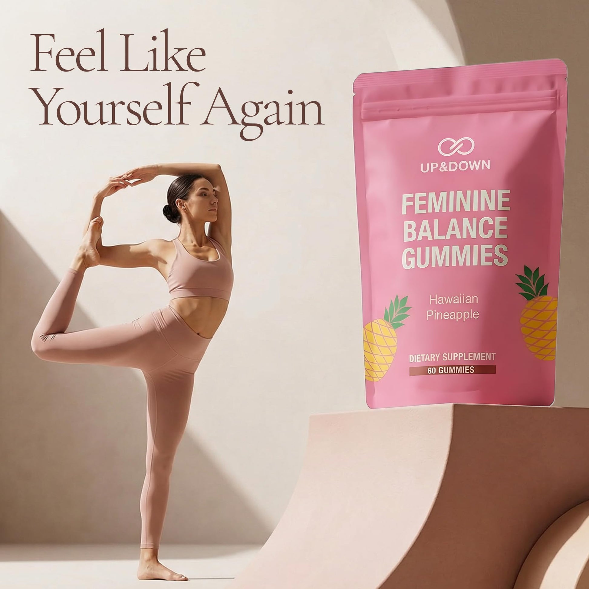 Up&Down Supplements Premium Feminine Balance Gummies for Women | PMS Relief, Mood & Cycle Support | Pineapple + Vitamin C | Ashwagandha & Chasteberry | Vegan, Non-GMO, Gluten Free | 60 Gummies Up&Down SupplementsBuy Supplements Australia
