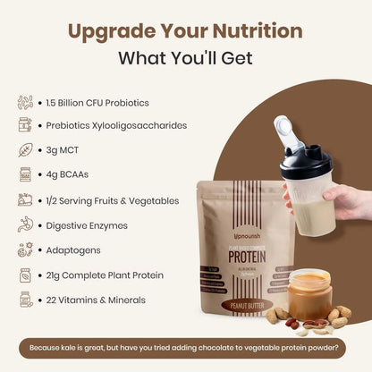 UpNourish Peanut Butter Vegan Protein Powder 54 Superfoods Powder,1.5 Billion CFU Probiotics 21g Plant Based Protein,No Sugar No Dairy No GMO Dairy Free,Meal Replacement Shake Keto-Friendly Low-Carb Diet,15 Servings UpNourish buy supplements Au