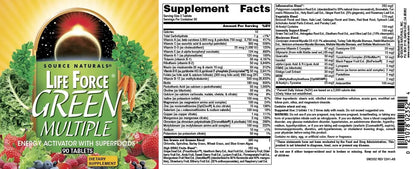 Source Naturals Life Force Green Multiple, Energy Activator with Superfoods* - 90 Tablets Source NaturalsBuy Supplements Australia