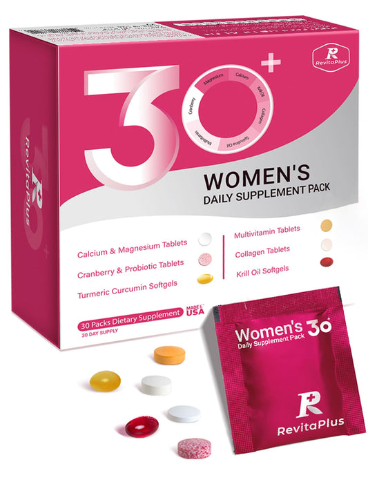 RevitaPlus Multivitamin for Women with Vitamin A,B,C,D3,E,K2,Biotin, Collagen,Krill Oil,Cranberries Supports Energy,Wellness,Beauty and Immune - Vitamin Packs for Women Health 30 Packs RevitaPlusBuy Supplements Australia