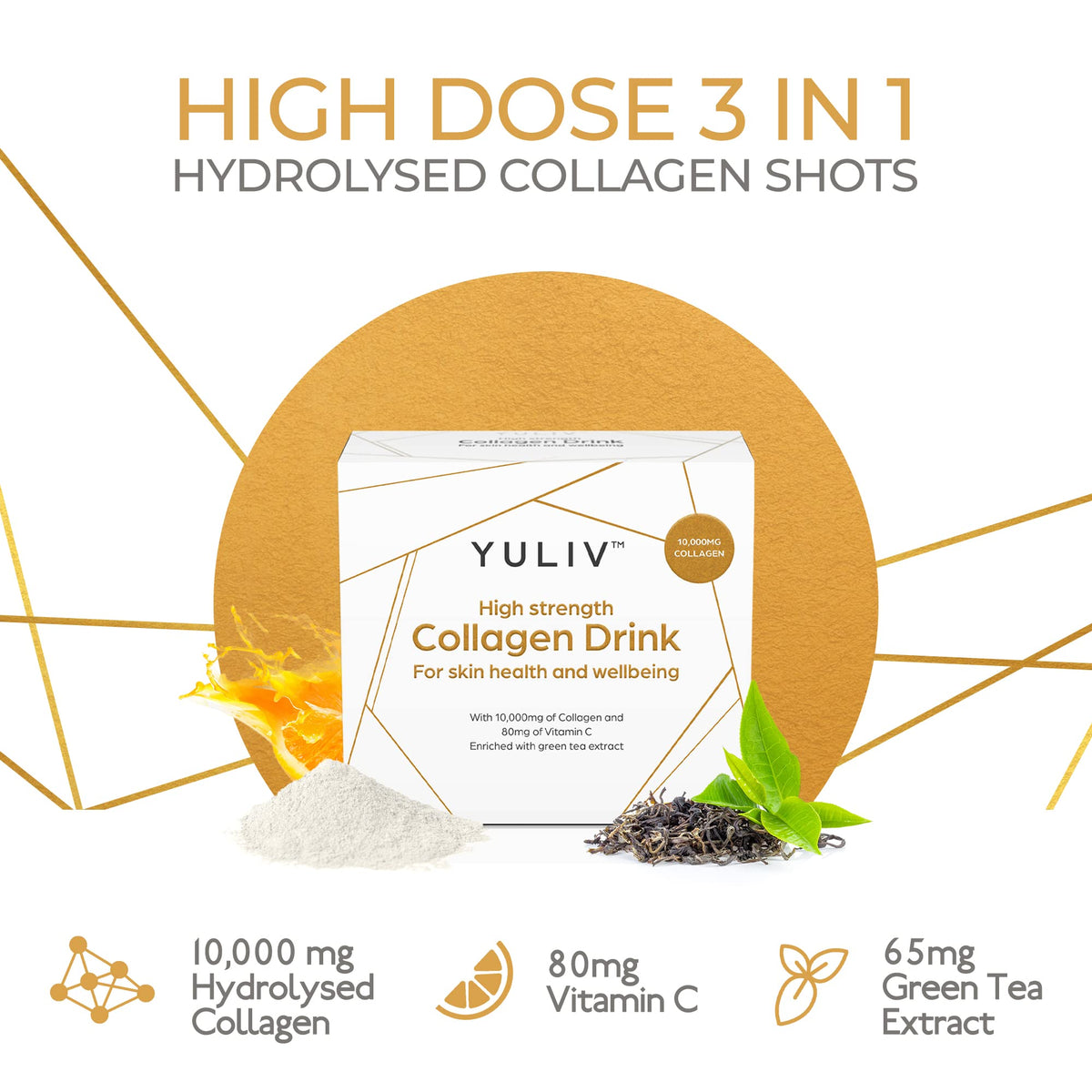 Yuliv High-Dosage Hydrolyzed Collagen Drink - Liquid Collagen Peptides (10000 mg) with Vitamin C for Hair, Skin, and Nails YulivBuy Supplements Australia