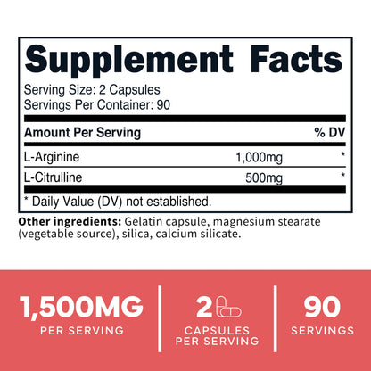 Type Zero L-Arginine + L-Citrulline Supplement (1500mg) - Nitric Oxide Booster - Clean, Keto-Friendly, GMO-Free, 180 Capsules, 90 Servings Type ZeroBuy Supplements Australia