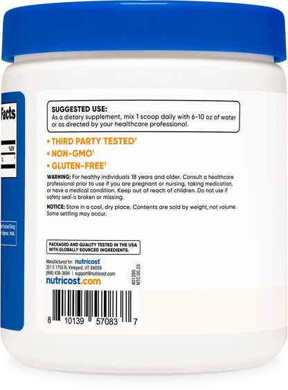 Nutricost Taurine Powder 250 Grams - 125 Servings, 2000mg Per Serving NutricostBuy Supplements Australia