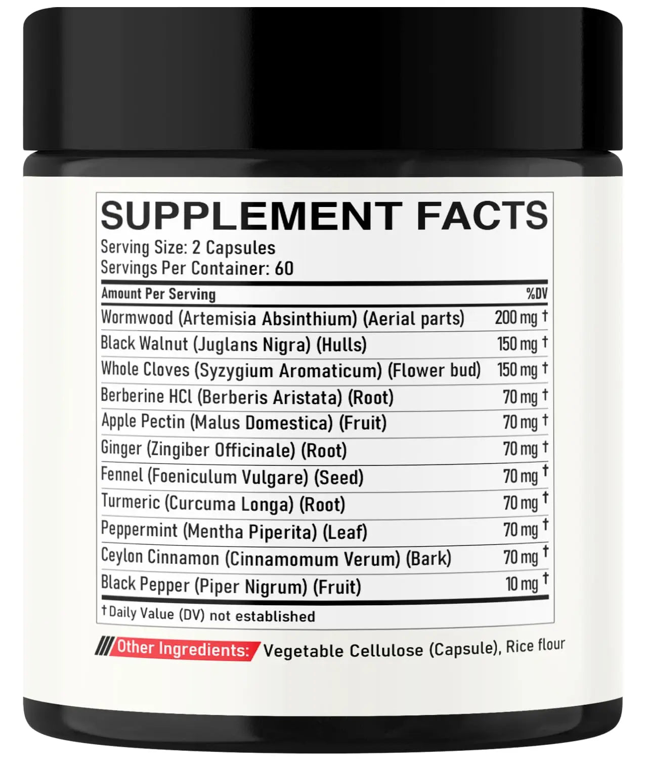 DEDICAD Wormwood Supplement - 120 Capsules Extracted from Black Walnut, Cloves, Turmeric, Apple, Berberine HCl & More - 11 Ingredients Combined for Immune System - 2-Month Supply DEDICAD buy supplements Au