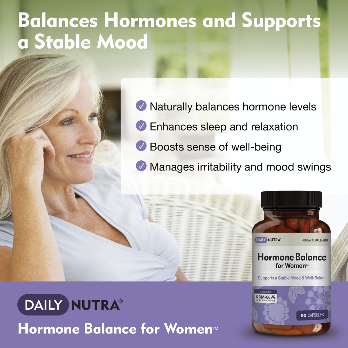 Hormone Balance for Women - Natural Mood Supplement - PMS Relief and Menopause Support | Featuring Clinically Studied KSM-66 Ashwagandha (90 Capsules) DailyNutraBuy Supplements Australia