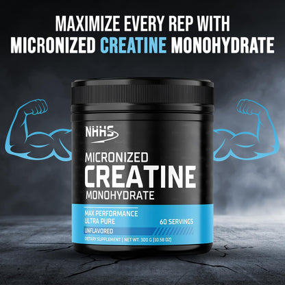 NHHS Micronized Creatine Monohydrate – Supports Strength & Muscle Performance | Ultra-Pure, Unflavored, 60 Servings, 300 Grams – Made in USA, Gluten-Free, Non-GMO NHHSBuy Supplements Australia