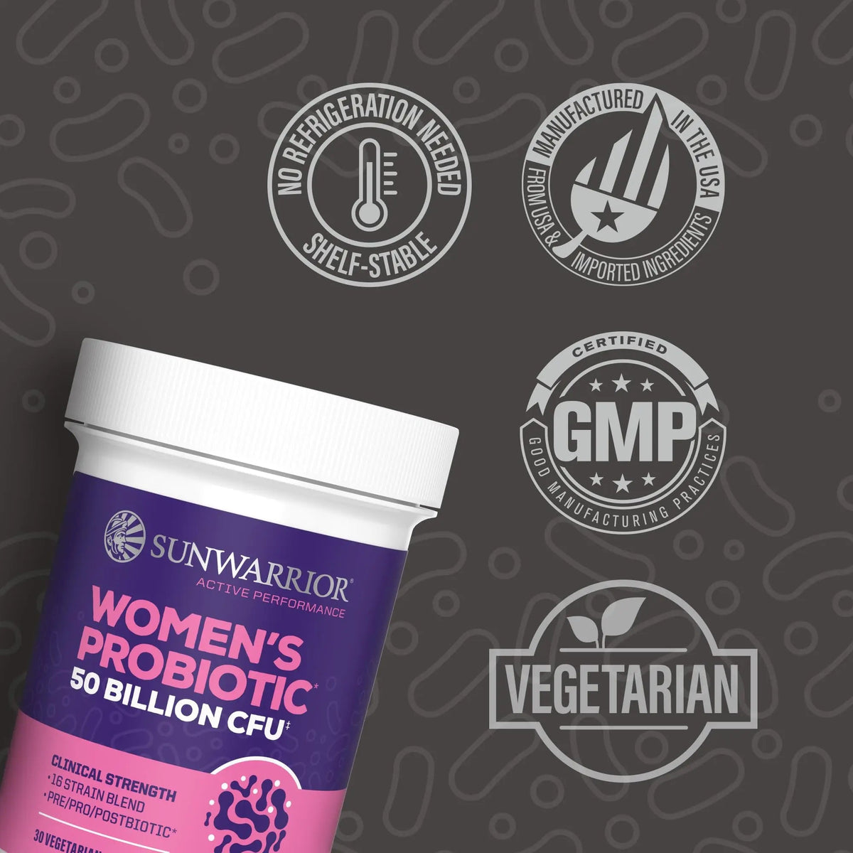 Probiotic for Gut Health 50 Billion CFU Probiotics Supplement Capsules 16 Strains Prebiotics, Postbiotics for Women Gut Immune Colon Health Energy Endurance Support Soy-Free Non-GMO 30 Capsule Serving SunwarriorBuy Supplements Australia