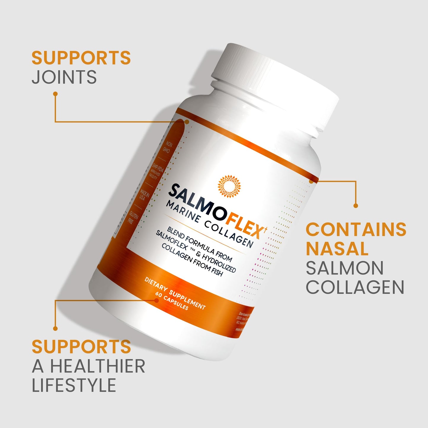 VITASEI Salmoflex Marine Collagen Peptides Pills W/Hyaluronic Acid, Vitamin C, D, E | Salmon Supplements - Hair, Skin, Nails | Multivitamin for Women & Men | Knee, Joint Relief - 60 Capsules VITASEIBuy Supplements Australia