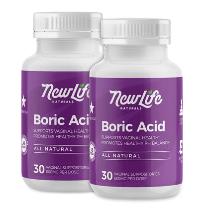 NewLife Naturals Boric Acid Suppositories for Women - 600mg | pH Balance Pills | Feminine Care | 2 Pack (60 Capsules) | Made in USA NewLife NaturalsBuy Supplements Australia