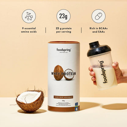 foodspring Whey Protein Powder Coconut – with 23g Protein for Muscle Building, Perfect Solubility, Made from Pasture Milk, Rich in BCAAs & EAAs - 750g foodspringBuy Supplements Australia