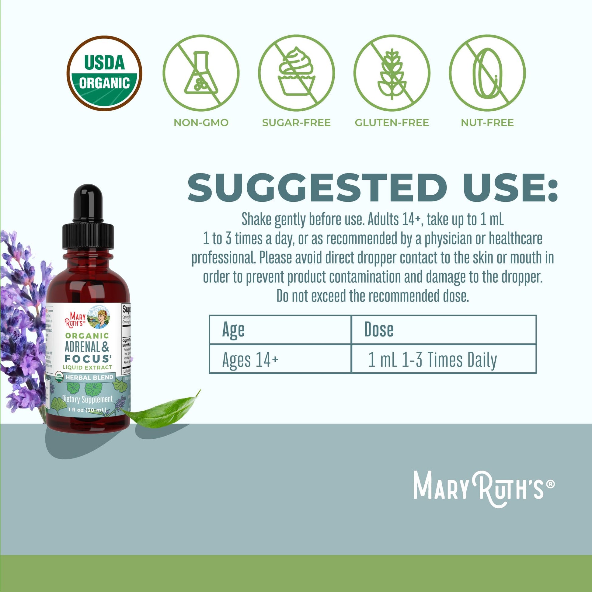 MaryRuth Organics - USDA Organic Brain Nootropic Supplement for Adults with Ginkgo Biloba & Astragalus | Focus & Adrenal Support | Brain & Memory Drops | Vegan | Non-GMO | Gluten Free | 30 Servings MARYRUTH'SBuy Supplements Australia