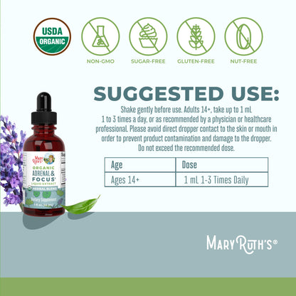 MaryRuth Organics - USDA Organic Brain Nootropic Supplement for Adults with Ginkgo Biloba & Astragalus | Focus & Adrenal Support | Brain & Memory Drops | Vegan | Non-GMO | Gluten Free | 30 Servings MARYRUTH'SBuy Supplements Australia