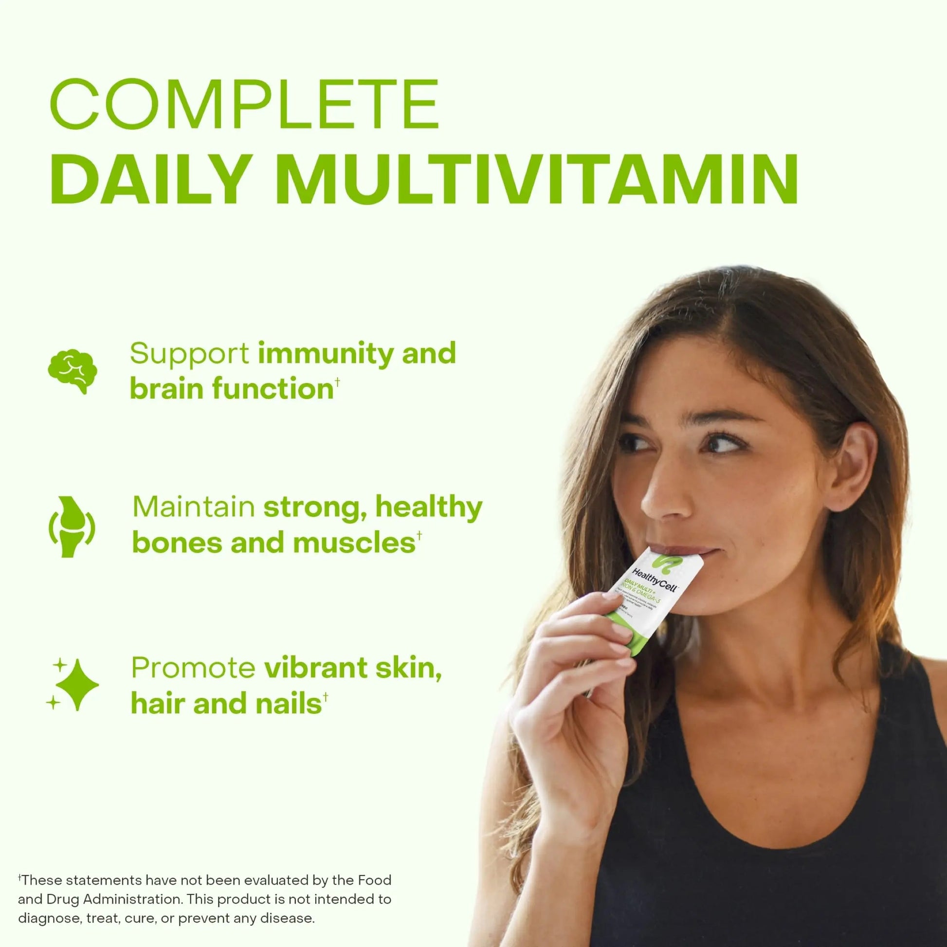 Healthycell Vegan Daily Multivitamin Liquid Supplement with Iron and Omega-3, 25+ Essential Vitamins, Minerals & Nutrients for Brain Healthycell