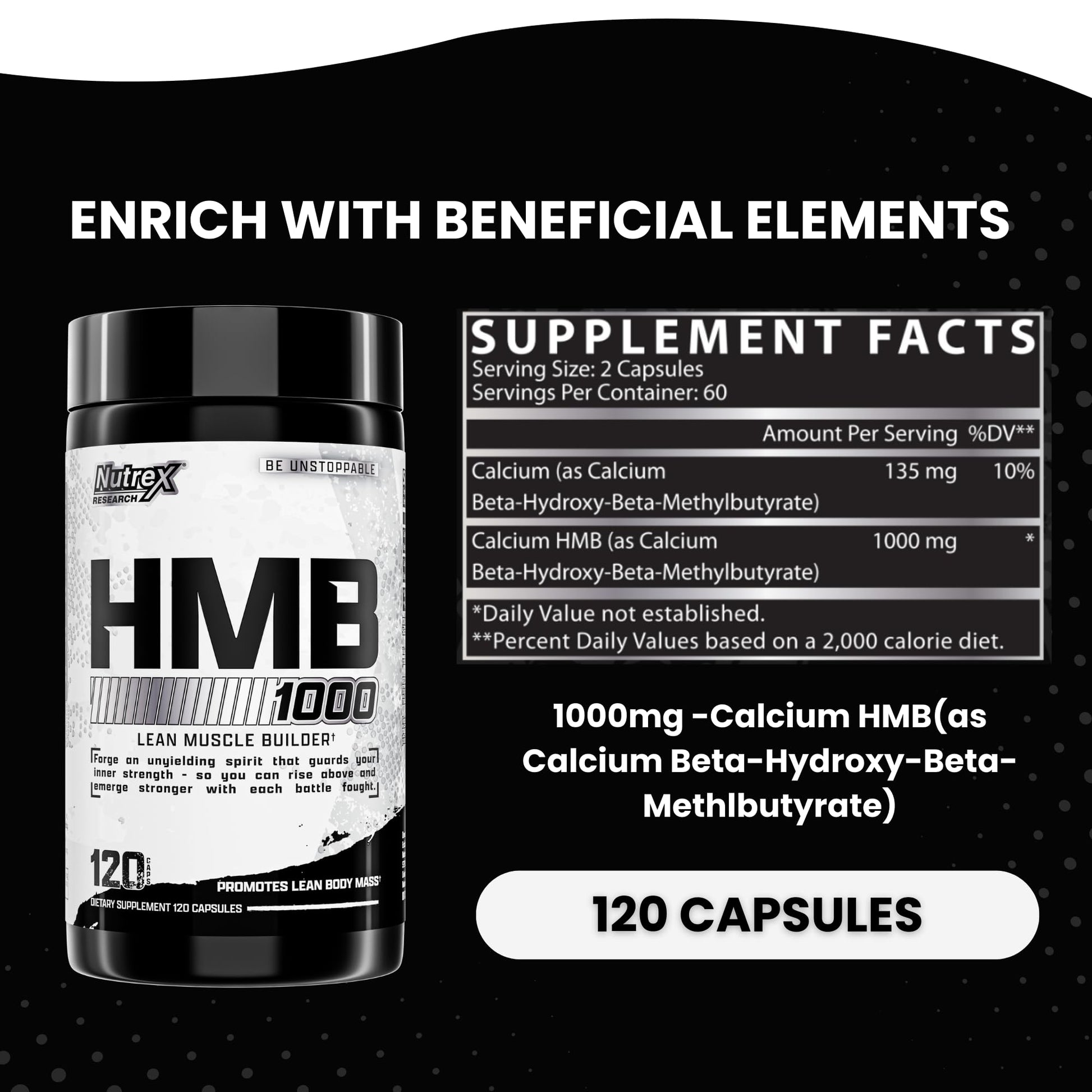 Nutrex Research HMB 1000 MG | Supports Muscle Recovery, Reduce Skeletal Muscle Damage, Increased Strength, Prevent Muscle Loss | 120 Capsules Nutrex Research buy supplements Au