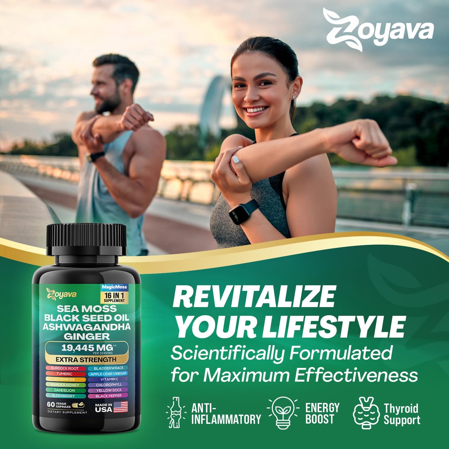 Zoyava Magic Moss Blend Sea Moss 7000mg Ashwagandha 2000mg Black Seed Oil ZoyavaBuy Supplements Australia