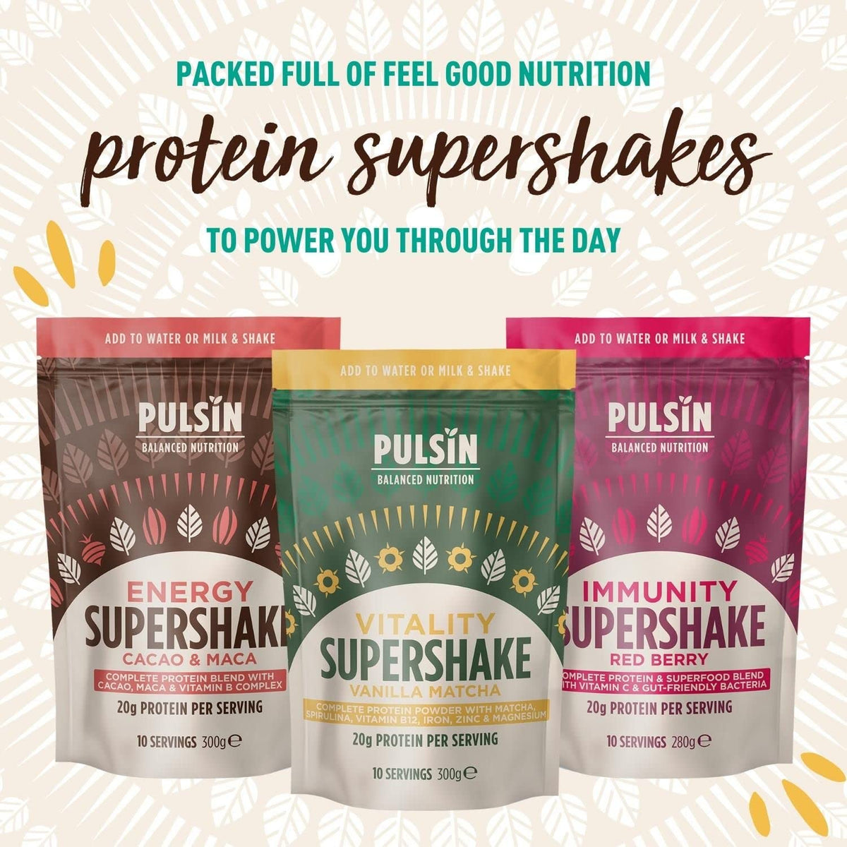 Pulsin - Cacao & Maca Vegan Supershake - 300g - Plant Based Vegan Energy Support Protein Powder PulsinBuy Supplements Australia