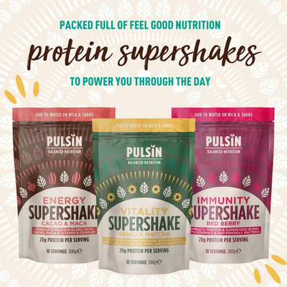 Pulsin - Cacao & Maca Vegan Supershake - 300g - Plant Based Vegan Energy Support Protein Powder PulsinBuy Supplements Australia