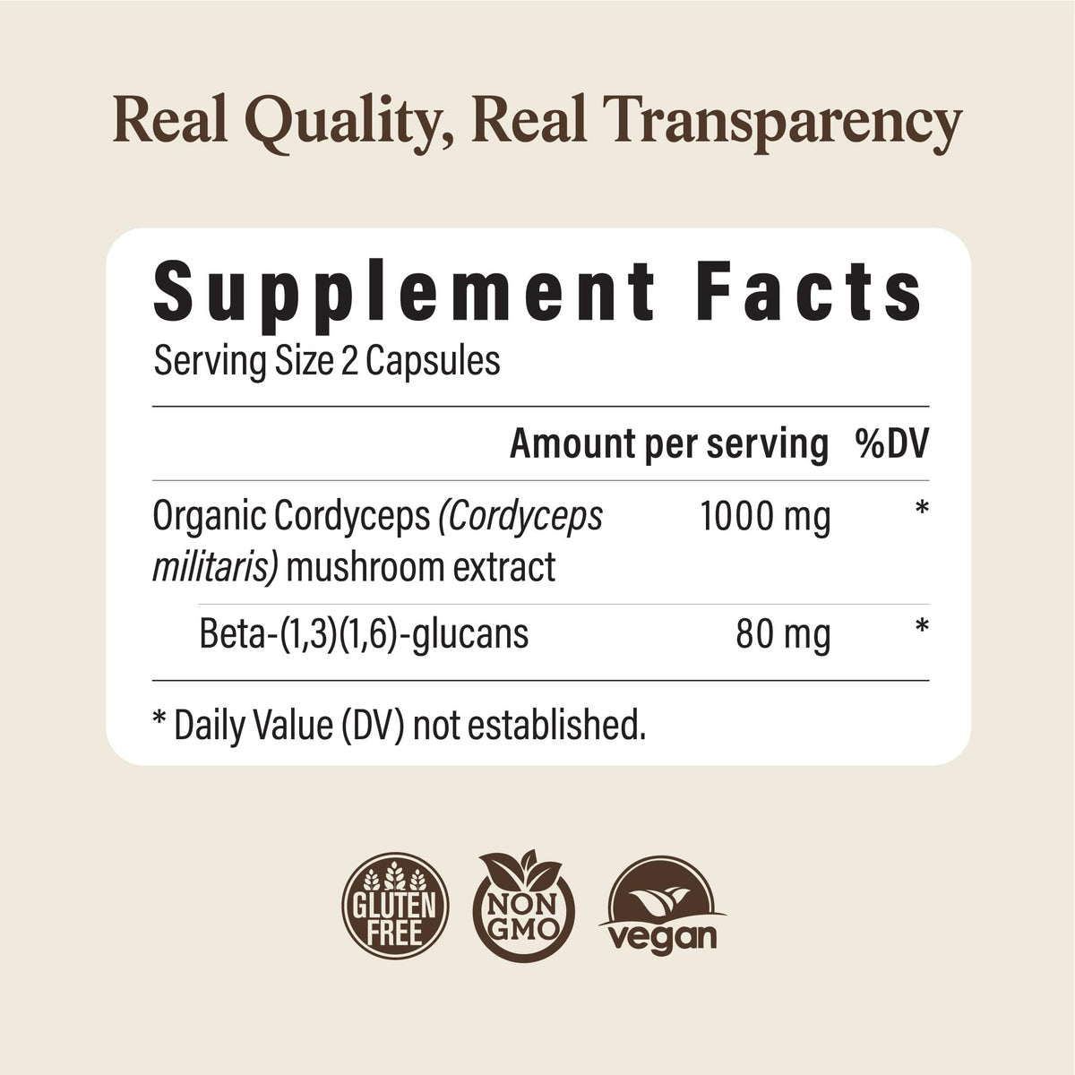Real Mushrooms Capsules Supplements - Organic Cordyceps Mushroom Powder in Capsules - Energy and Performance Mushrooms with Verified Beta Glucans - Vegan, Non-GMO, 300 Capsules Real Mushrooms buy supplements Au