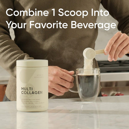 Sports Research Multi Collagen Protein Powder (Type I, II, III, V, X) with Hyaluronic Acid + Vitamin C | 5 Types of Food Based Collagen