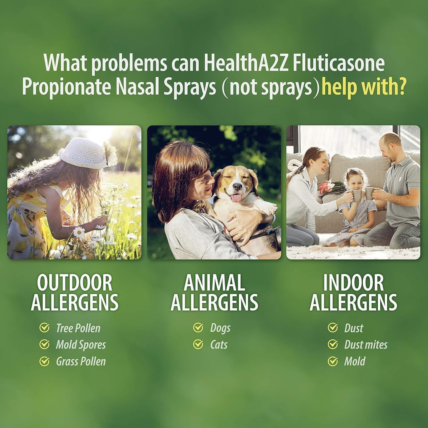 HealthA2Z® Allergy Relief, Fluticasone Propionate 50mcg, Nasal Spray, 24-Hour Allergy Relief, Nasal Decongestant, Dye Free, 72 Sprays (0.38 fl oz) HealthA2Z buy supplements Au