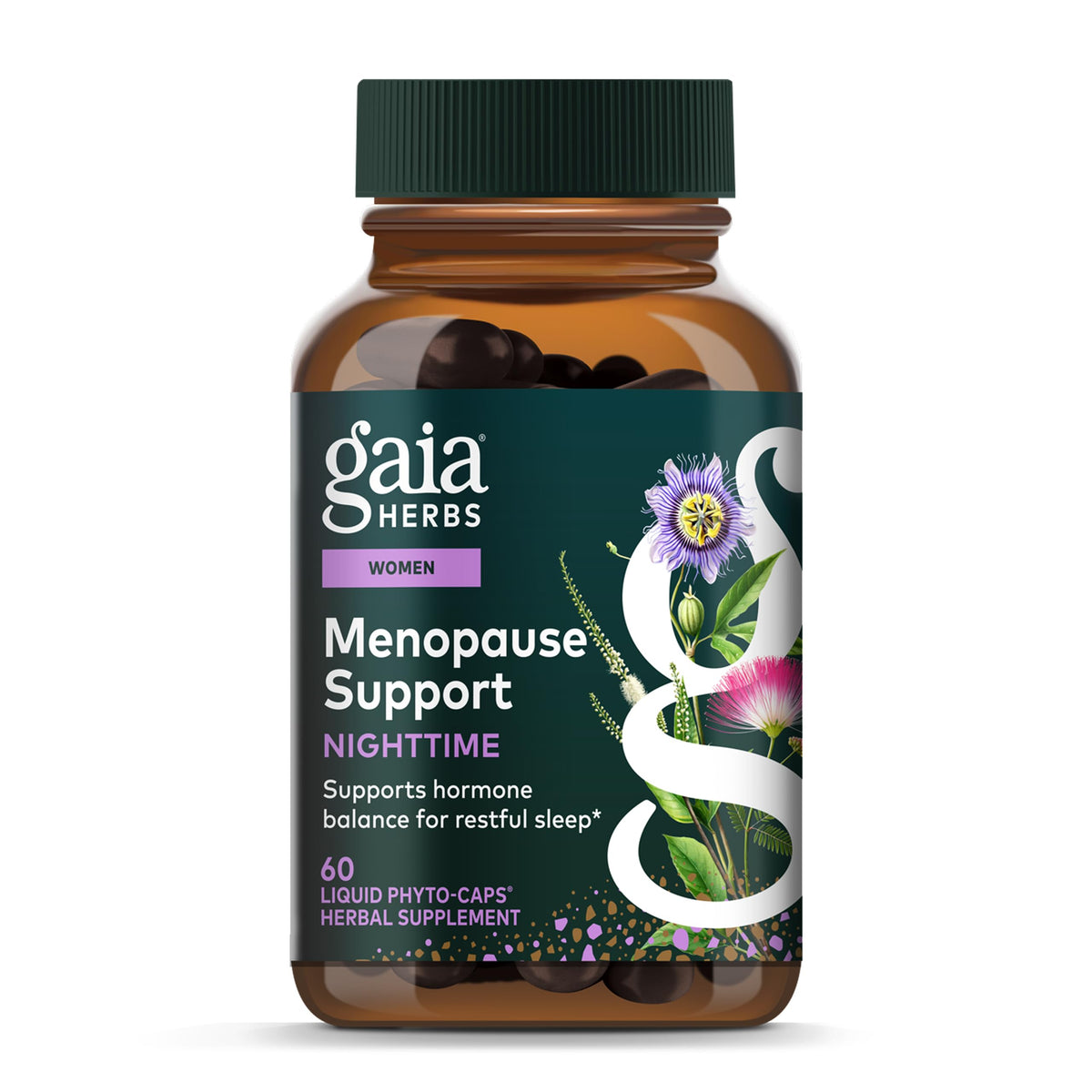Gaia Herbs Menopause Support Nighttime - Menopause Supplement for Women* - with Black Cohosh, Mimosa, Passionflower & St. John's Wort - 60 Vegan Liquid Phyto-Caps (30 Servings) Gaia HerbsBuy Supplements Australia