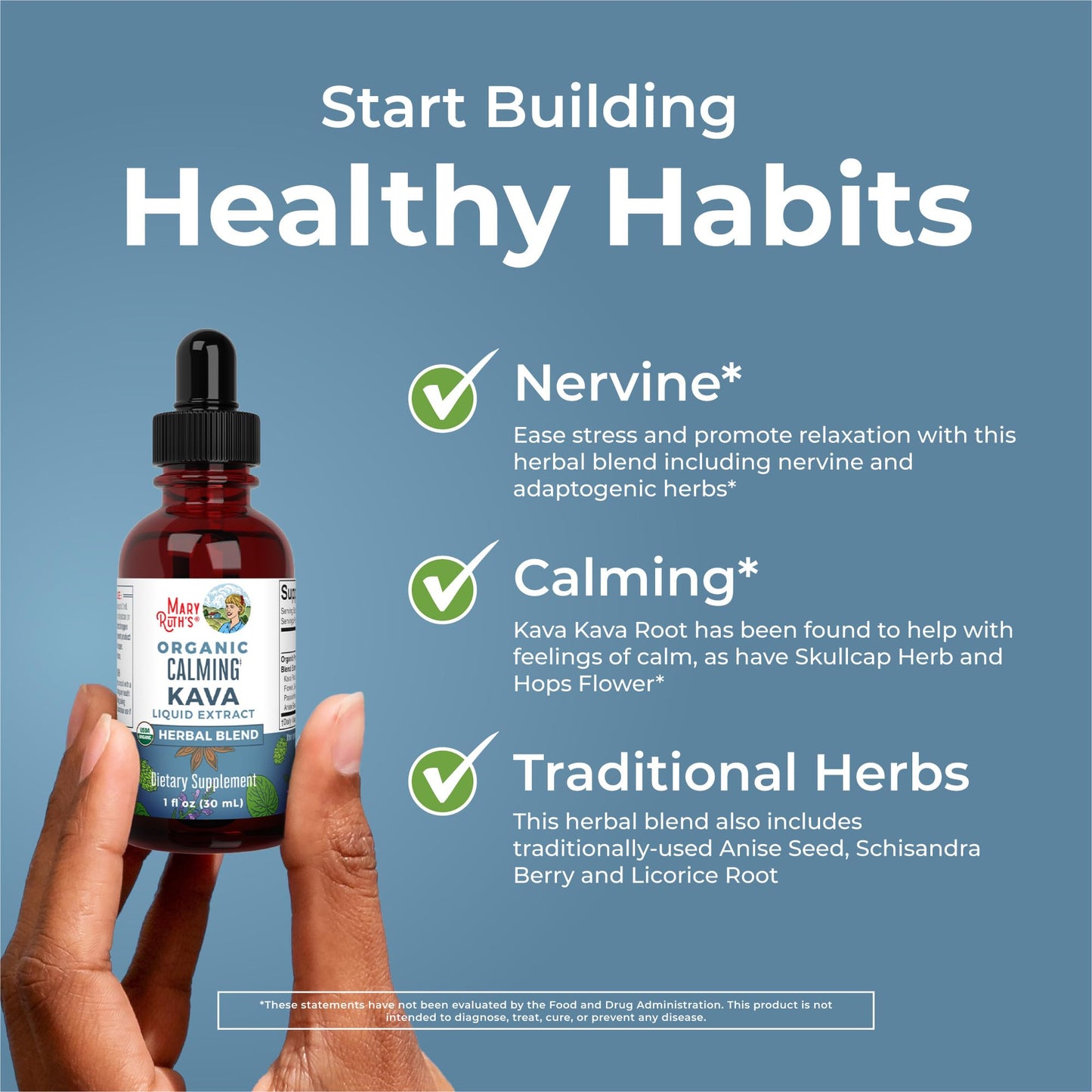 MaryRuth Organics, Herbal Supplement Drop, Calmness & Relaxation, Pack of 1, USDA Kava Root, Sugar/Gluten Free, Support Sleep, Calm & Stress Relief, Vegan, Non-GMO, 30 Servings MARYRUTH'SBuy Supplements Australia