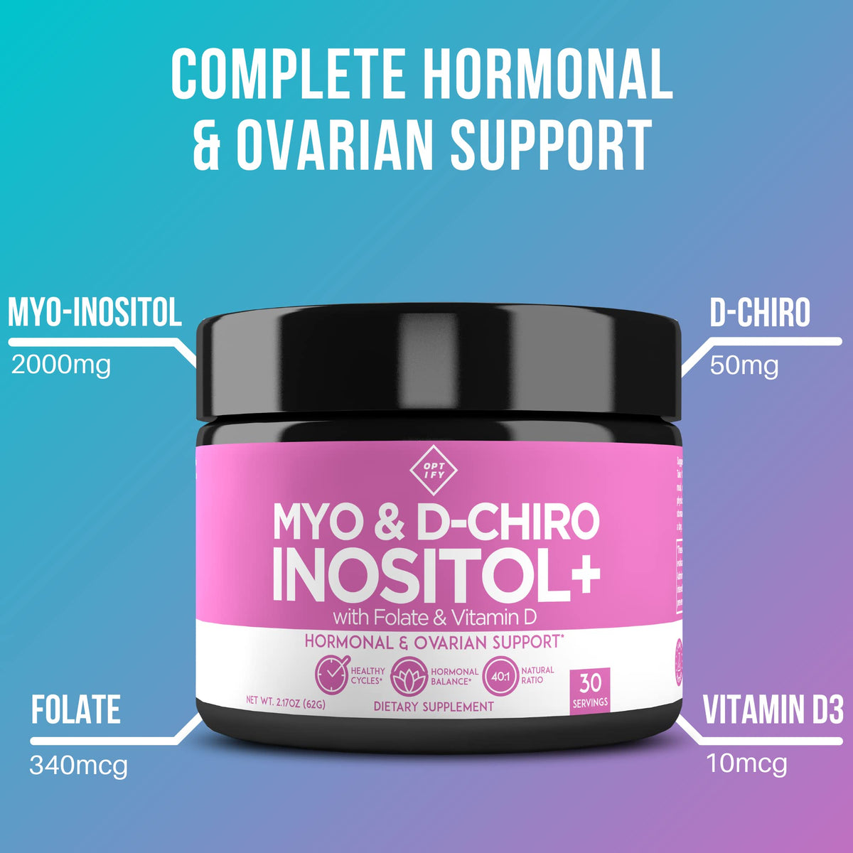 Premium Inositol Supplement Bundle - Myo-Inositol and D-Chiro Inositol Plus Folate OptifyBuy Supplements Australia