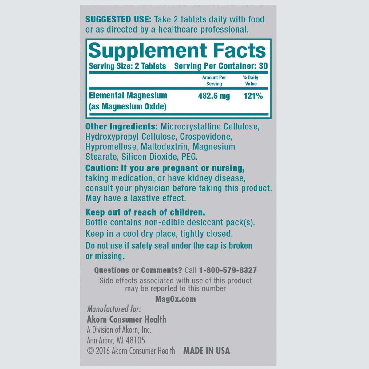 Mag-Ox Magnesium Supplement, Pharmaceutical Grade Magnesium Oxide 483mg, Most Concentrated Form of Magnesium, 120 Tablets (Pack of 3) Mag-Ox 400Buy Supplements Australia