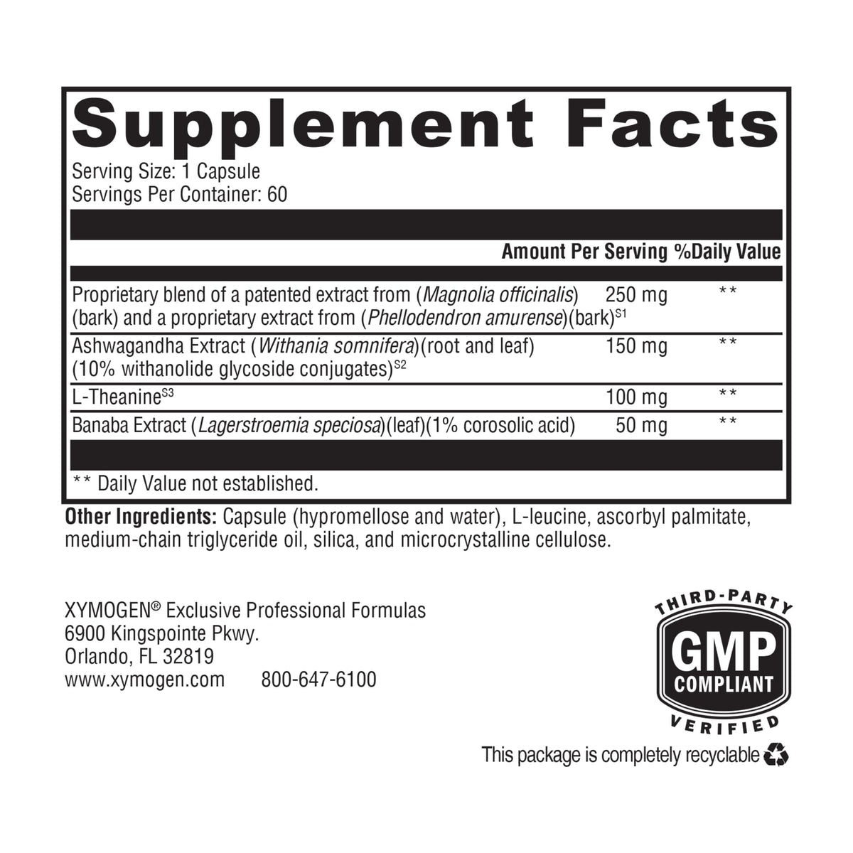 XYMOGEN Cortisolv Cortisol Supplement - Ashwagandha Supplement with L Theanine to Support Healthy Cortisol Levels, Energy, Relaxation and Mental Clarity (60 Capsules) XYMOGENBuy Supplements Australia